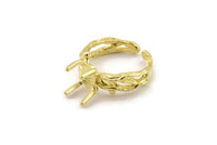 Brass Ring Settings, Raw Brass Claw Rings, Adjustable Rings - Pad Size 6x8mm N2560