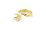 Brass Ring Settings, Raw Brass Claw Rings, Adjustable Rings - Pad Size 6mm N2563