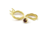 Brass Ring Settings, Raw Brass Claw Rings, Adjustable Rings - Pad Size 6mm N2563