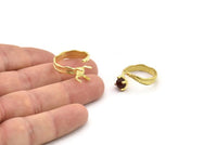 Brass Ring Settings, Raw Brass Claw Rings, Adjustable Rings - Pad Size 6mm N2563