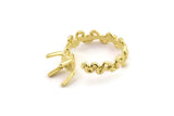 Brass Ring Settings, Raw Brass Claw Rings, Adjustable Rings - Pad Size 6mm N2542