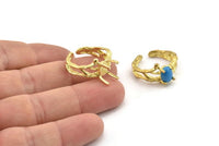 Brass Ring Settings, Raw Brass Claw Rings, Adjustable Rings - Pad Size 6x8mm N2560