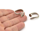 Silver Ring Setting, Antique Silver Plated Brass Adjustable Rings With 1 Stone Settings - Pad Size 6mm N2569 H1653