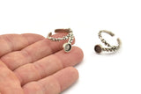 Silver Ring Setting, Antique Silver Plated Brass Adjustable Rings With 1 Stone Settings - Pad Size 6mm N2564 H1648