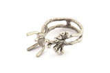 Silver Ring Settings, Antique Silver Plated Brass Claw Rings, Adjustable Rings - Pad Size 6x8mm N2567 H1623