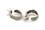 Silver Ring Settings, Antique Silver Plated Brass Claw Rings, Adjustable Rings - Pad Size 6x8mm N2561 H1647