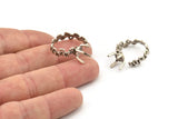 Silver Ring Settings, 2 Antique Silver Plated Brass Claw Rings, Adjustable Rings - Pad Size 6mm N2542 H1662