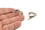 Silver Ring Settings, Antique Silver Plated Brass Claw Rings, Adjustable Rings - Pad Size 6x8mm N2570 H1657