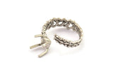 Silver Ring Settings, 2 Antique Silver Plated Brass Claw Rings, Adjustable Rings - Pad Size 6mm N2557 H1634