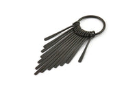 Black Fringed Earring, Textured Oxidized Black Brass Fringed Trim Earring With 1 Loop, Pendants, Findings (62x20mm) E323 H1678