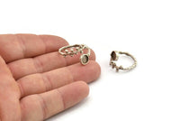 Silver Ring Setting, 2 Antique Silver Plated Brass Adjustable Rings With 1 Stone Settings - Pad Size 6mm N2533 H1630