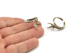 Silver Ring Settings, Antique Silver Plated Brass Claw Rings, Adjustable Rings - Pad Size 6x8mm N2543 H1629