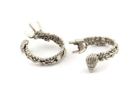 Silver Ring Settings, Antique Silver Plated Brass Claw Rings, Adjustable Rings - Pad Size 6mm N2572 H1651