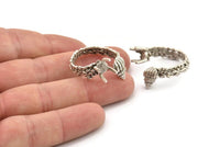 Silver Ring Settings, Antique Silver Plated Brass Claw Rings, Adjustable Rings - Pad Size 6mm N2572 H1651