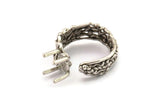 Silver Ring Settings, Antique Silver Plated Brass Claw Rings, Adjustable Rings - Pad Size 6x8mm N2561 H1647