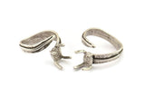 Silver Ring Settings, Antique Silver Plated Brass Claw Rings, Adjustable Rings - Pad Size 6x8mm N2570 H1657