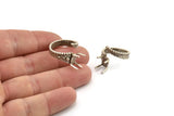 Silver Ring Settings, Antique Silver Plated Brass Claw Rings, Adjustable Rings - Pad Size 6x8mm N2577 H1644