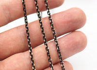 Black Soldered Chain, Raw Brass Faceted Soldered Cable Chain (2.6x4.3mm) Z181