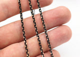 Black Soldered Chain, Raw Brass Faceted Soldered Cable Chain (2.6x4.3mm) Z181