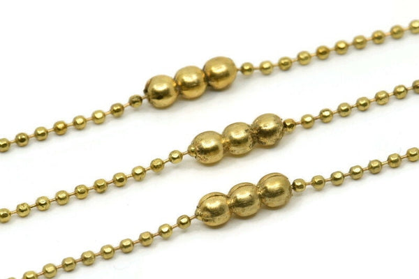 Brass Ball Chain, Raw Brass Faceted Ball Chain (1.4mm / 3.5mm) - Z187