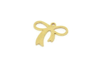 Brass Ribbon Charm, Raw Brass Ribbon Charms With 1 Loop, Bracelet Parts, Tiny Ribbon Charms (13x12x0.60mm) SMP1701