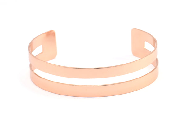 Rose Gold Bracelet Blank, 1 Rose Gold Plated Brass Cuff Bracelet Bangles 2 Holes (15x155x0.80mm) Brc116 Q0466