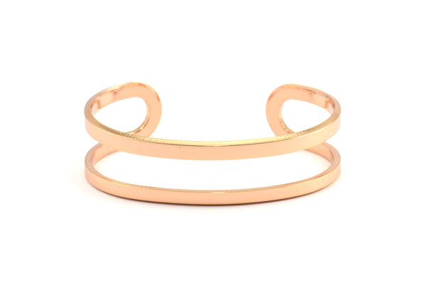 Rose Gold Cuff Bangle, 1 Rose Gold Plated Cuff Bracelet Bangles (17x145x2mm) BRC184