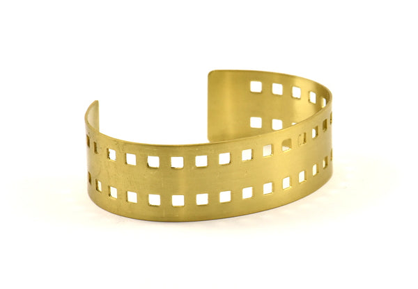 Brass Square Bracelets - 2 Raw Brass Cuffs, Square Textured Bracelets, Bangles (20x146x0.80mm) V017