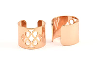 Rose Gold Ring Setting, 3 Rose Gold Plated Adjustable Ring Settings - 16-17mm / 23 Gauge Mn07 Q0312