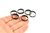 Black Adjustable Ring - 12 Oxidized Brass Black Adjustable Rings - (19mm) Mn95