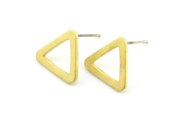 Brass Triangle Earring, 12 Raw Brass Triangle Earring Posts, Pendants, Findings (11.5x13mm) E352