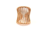 Rose Gold Cage Ring, 1 Rose Gold Plated Brass Adjustable Cage Rings BS 1853 D0432 Q0481