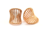 Rose Gold Cage Ring, 1 Rose Gold Plated Brass Adjustable Cage Rings BS 1853 D0432 Q0481