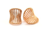 Rose Gold Cage Ring, 1 Rose Gold Plated Brass Adjustable Cage Rings BS 1853 D0432 Q0481