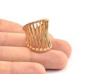 Rose Gold Cage Ring, 1 Rose Gold Plated Brass Adjustable Cage Rings BS 1853 D0432 Q0481