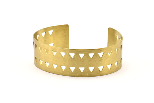 Brass Triangle Bracelets - 2 Raw Brass Cuffs, Bracelets, Bangles (20x152x0.80mm) V014