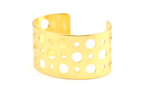 Swiss Cheese Cuff - 1 Gold Plated Brass Cuff Bracelet (150x37x0.80mm)  BRC114