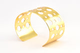 Swiss Cheese Cuff - 1 Gold Plated Brass Cuff Bracelet (150x37x0.80mm)  BRC114