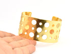 Swiss Cheese Cuff - 1 Gold Plated Brass Cuff Bracelet (150x37x0.80mm)  BRC114