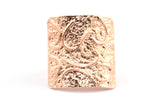 Rose Gold Ethnic Ring, 1 Rose Gold Plated Brass Textured Square Adjustable Ethnic Rings E252 Q0510