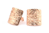 Rose Gold Ethnic Ring, 1 Rose Gold Plated Brass Textured Square Adjustable Ethnic Rings E252 Q0510