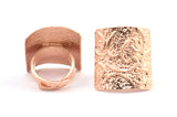 Rose Gold Ethnic Ring, 1 Rose Gold Plated Brass Textured Square Adjustable Ethnic Rings E252 Q0510