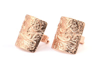 Rose Gold Ethnic Ring, 1 Rose Gold Plated Brass Textured Square Adjustable Ethnic Rings E252 Q0510