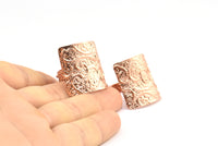 Rose Gold Ethnic Ring, 1 Rose Gold Plated Brass Textured Square Adjustable Ethnic Rings E252 Q0510