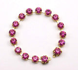 Rose Crystal Rhinestone Chain, 5 Strand SS20 Rose Pink Crystal Rhinestone Chain with Brass Frame, Ready to Make Bracelet 6mm R1