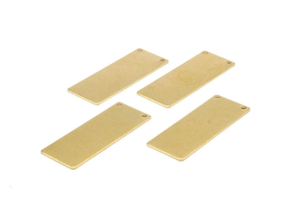 Brass Rectangle Blank, 12 Raw Brass Rectangle Stamping Blank, with 2 Holes, Pendants (40x15x0.80mm) D0162