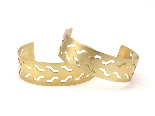 Brass Zigzag Bangle - 2 Raw Brass Zigzag Cuff Bracelet Blank Bangle Without Holes (20x145x1mm) Brc147