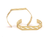 Brass Zigzag Cuff - 2 Raw Brass Zigzag Cuff Bracelet Blank Bangle Without Holes (10x145x1mm)  BRC168