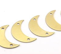 Crescent Necklace Bracelet Charm, 10 Raw Brass Moons With 2 Holes, Charms, (25x9x0.80mm) Moon- 2