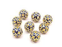 2 Brass Enamel Ball Beads 13mm   B-1